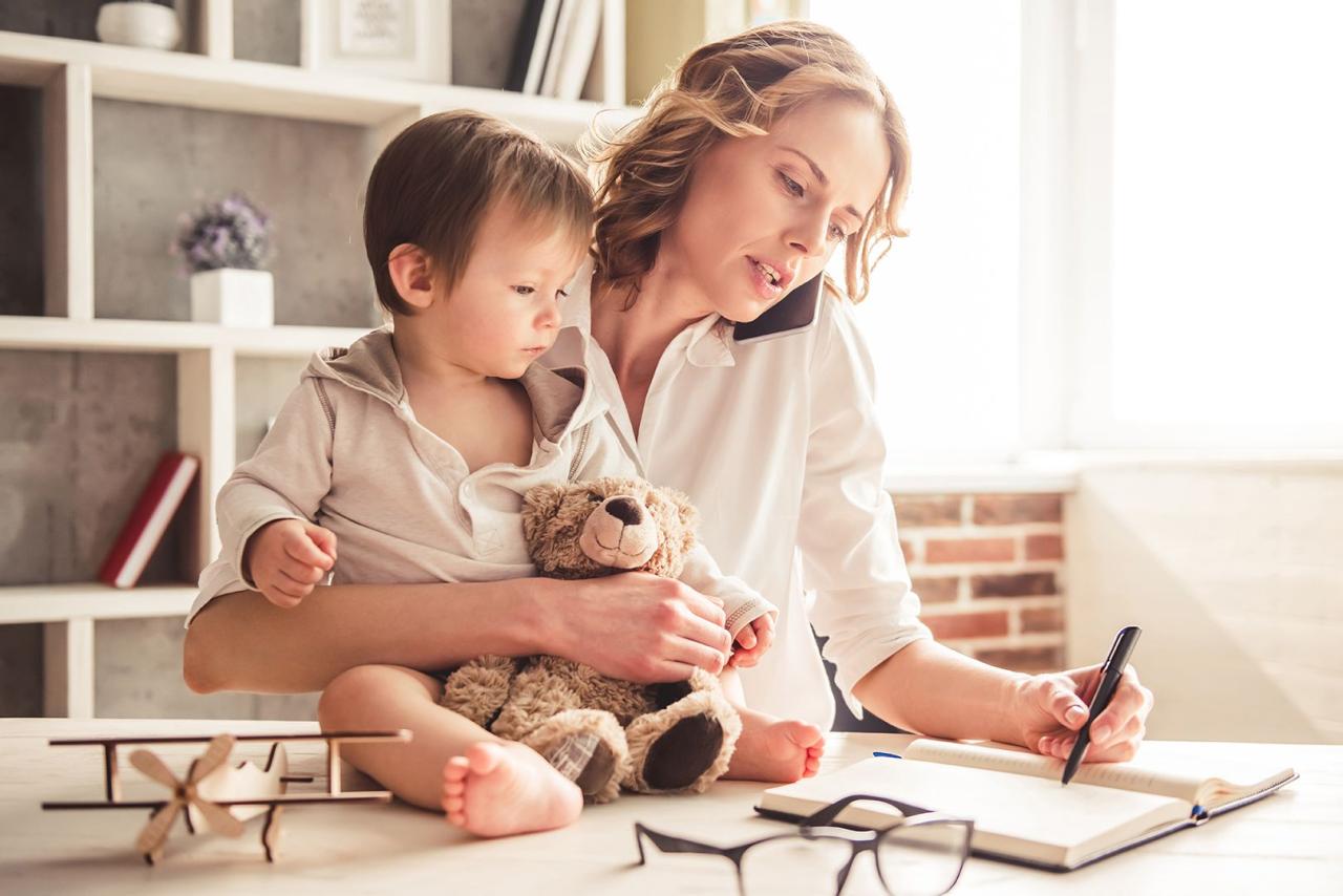 Baby moms mom working get job maternity newborn leave business child toddler stock we need 2013 credit stay work care
