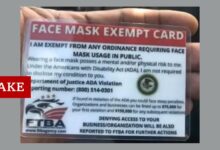 Feds warn that face mask exemption cards are fake