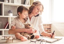 Baby moms mom working get job maternity newborn leave business child toddler stock we need 2013 credit stay work care